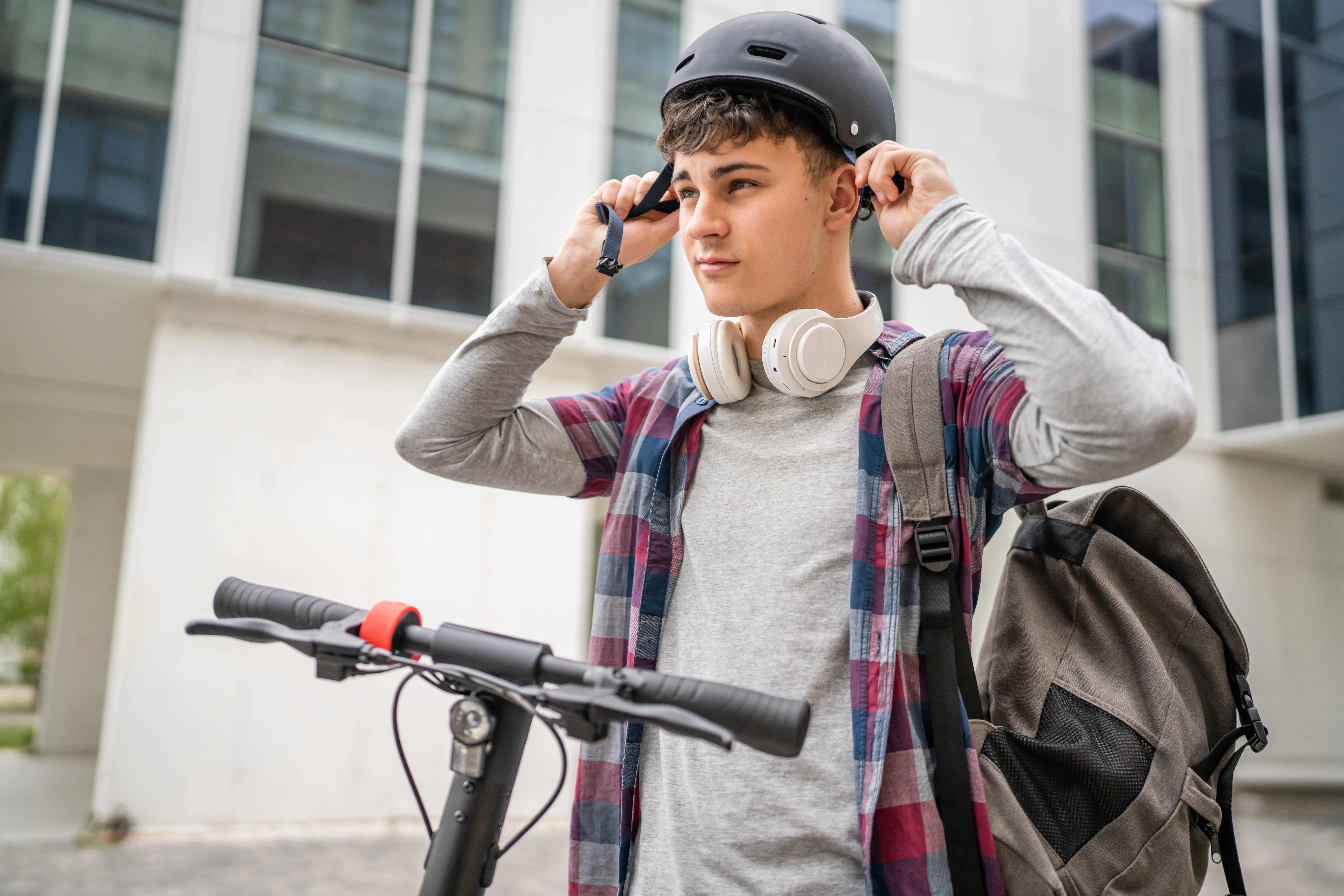 guy with helmet stock image