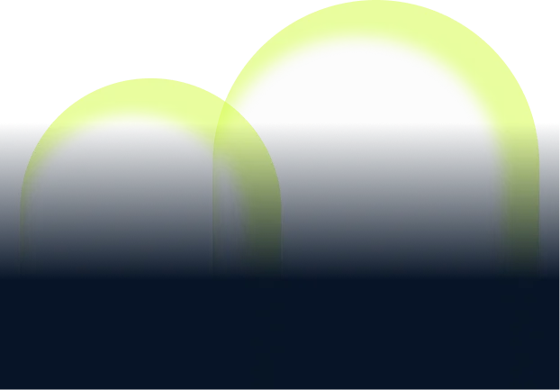 Two neon yellow glowing arches overlapping on a black background.