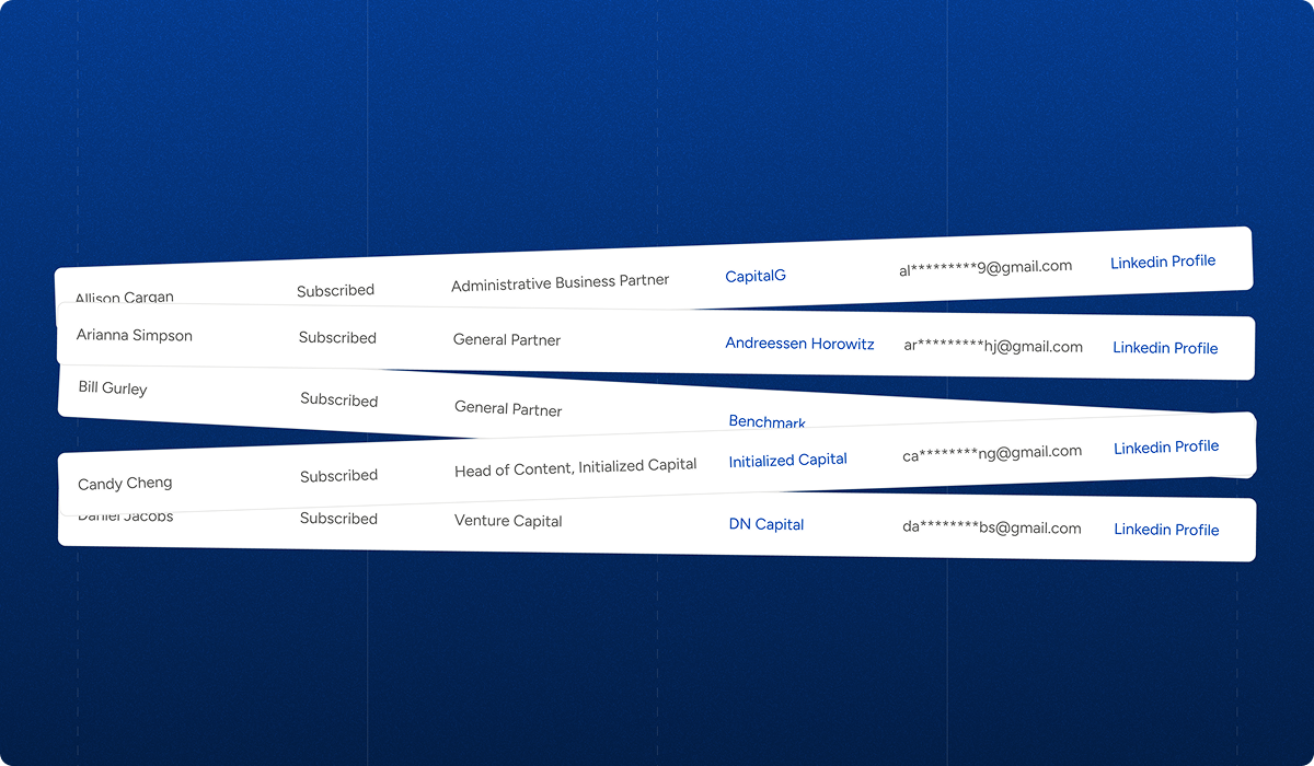 A cropped out section of VC database website.