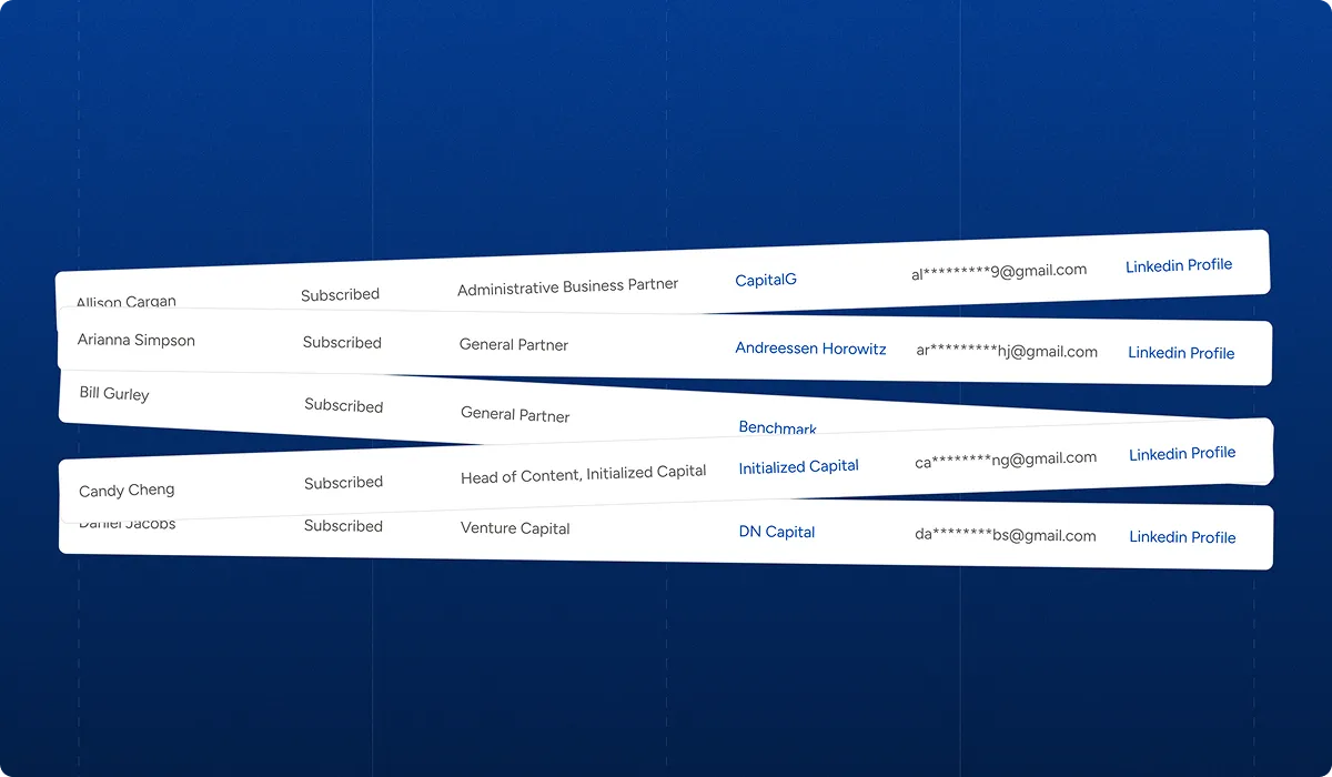 A cropped out section of VC database website.