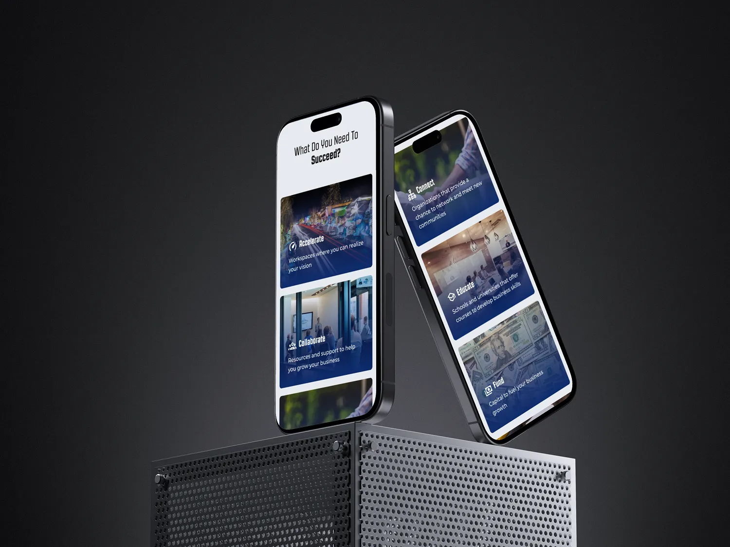 A mobile phone displaying mobile view of a website