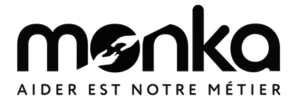 logo monka aider est notre métier noir sur blanc fonnd transparent