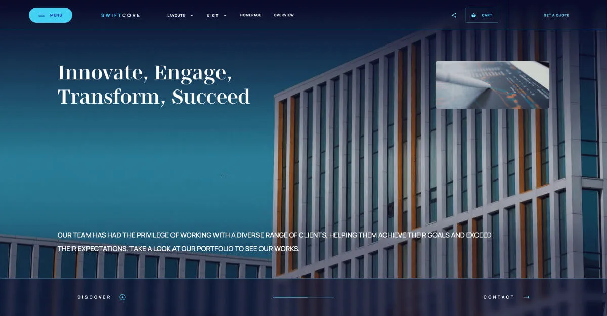 SwiftCore - Hero Section - Webflow template for an agency website