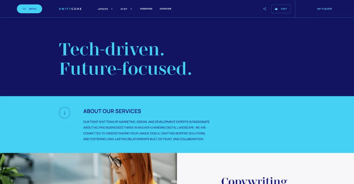 SwiftCore - Hero Section - Webflow template for an agency website