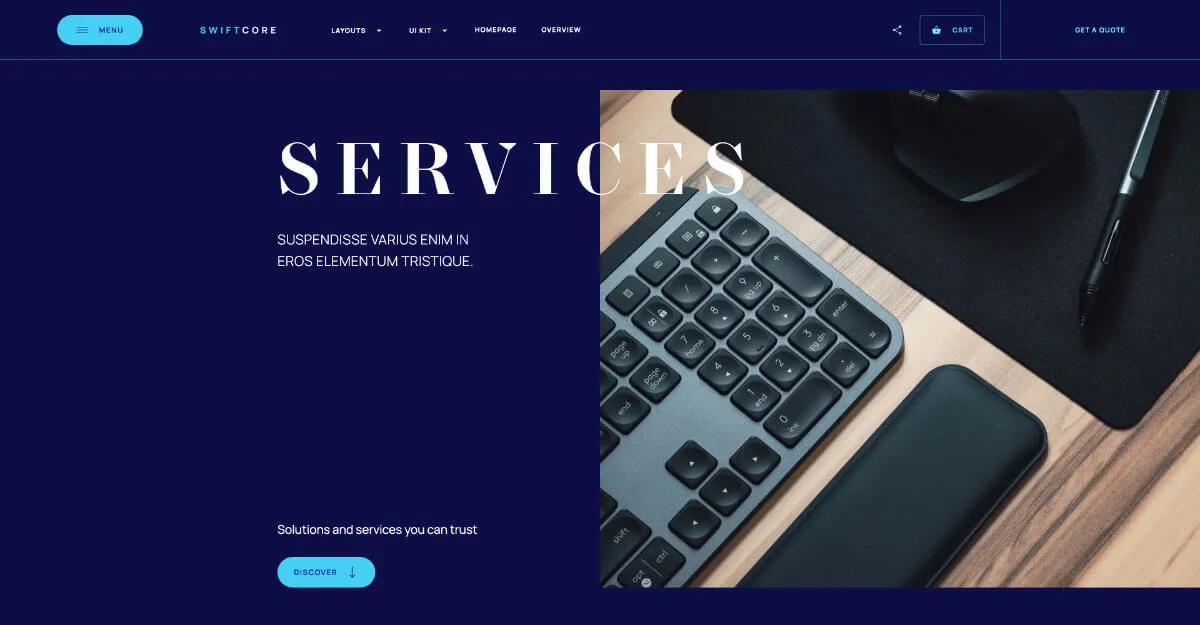 SwiftCore - Hero Section - Webflow template for an agency website