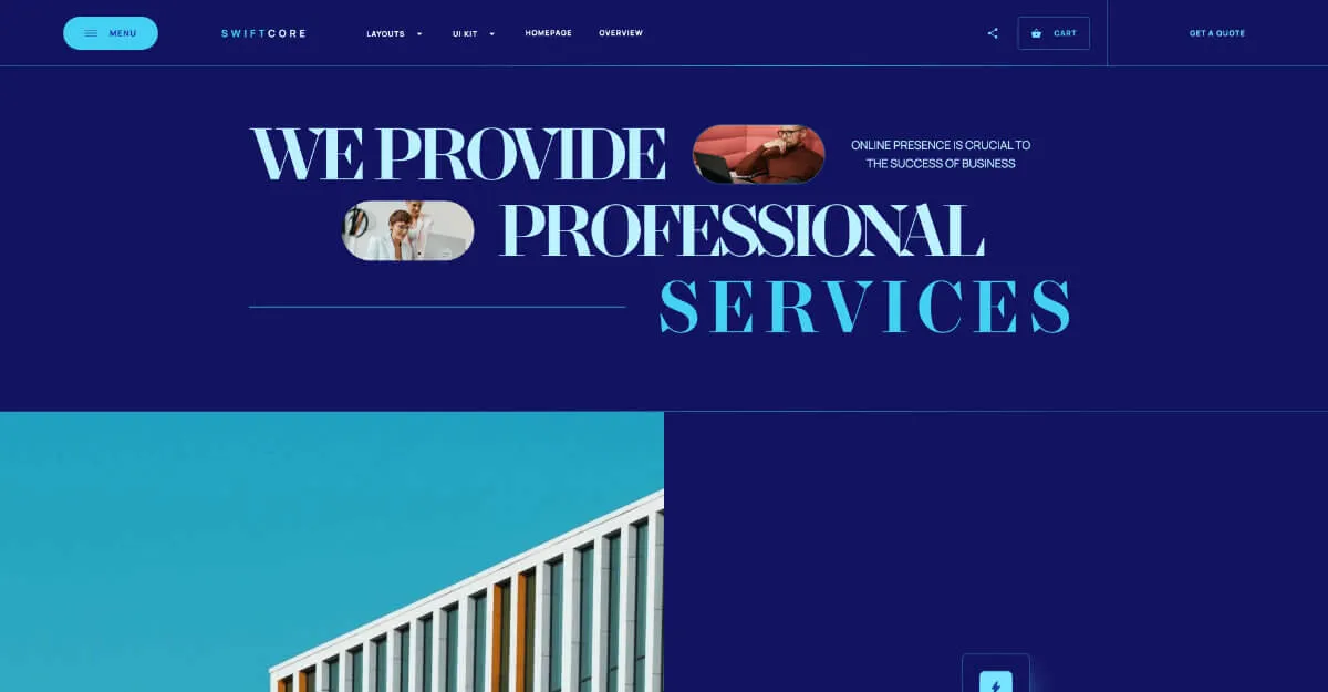 SwiftCore - Hero Section - Webflow template for an agency website