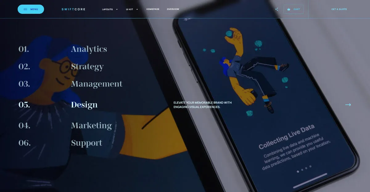 SwiftCore - Hero Section - Webflow template for an agency website