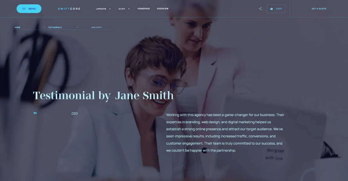 SwiftCore - Hero Section - Webflow template for an agency website