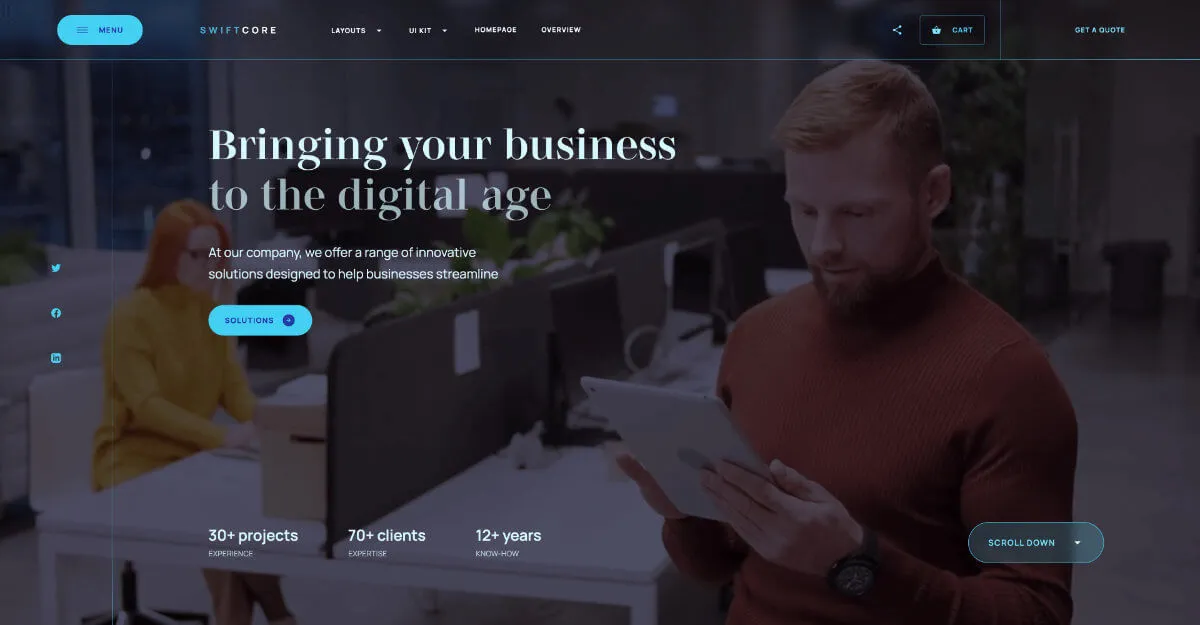SwiftCore - Hero Section - Webflow template for an agency website