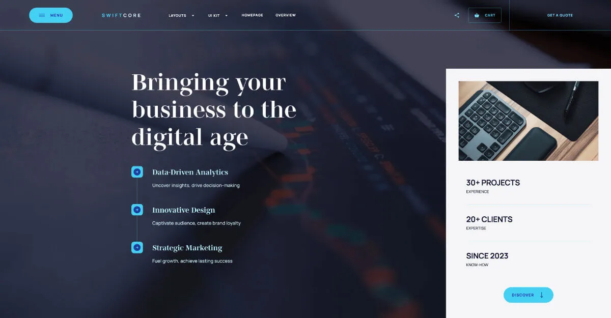 SwiftCore - Hero Section - Webflow template for an agency website