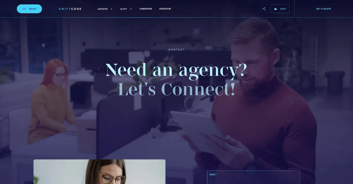 SwiftCore - Hero Section - Webflow template for an agency website