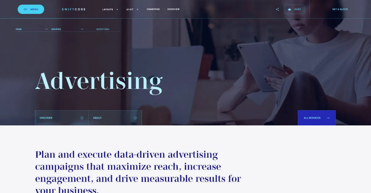 SwiftCore - Hero Section - Webflow template for an agency website