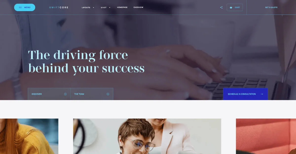 SwiftCore - Hero Section - Webflow template for an agency website