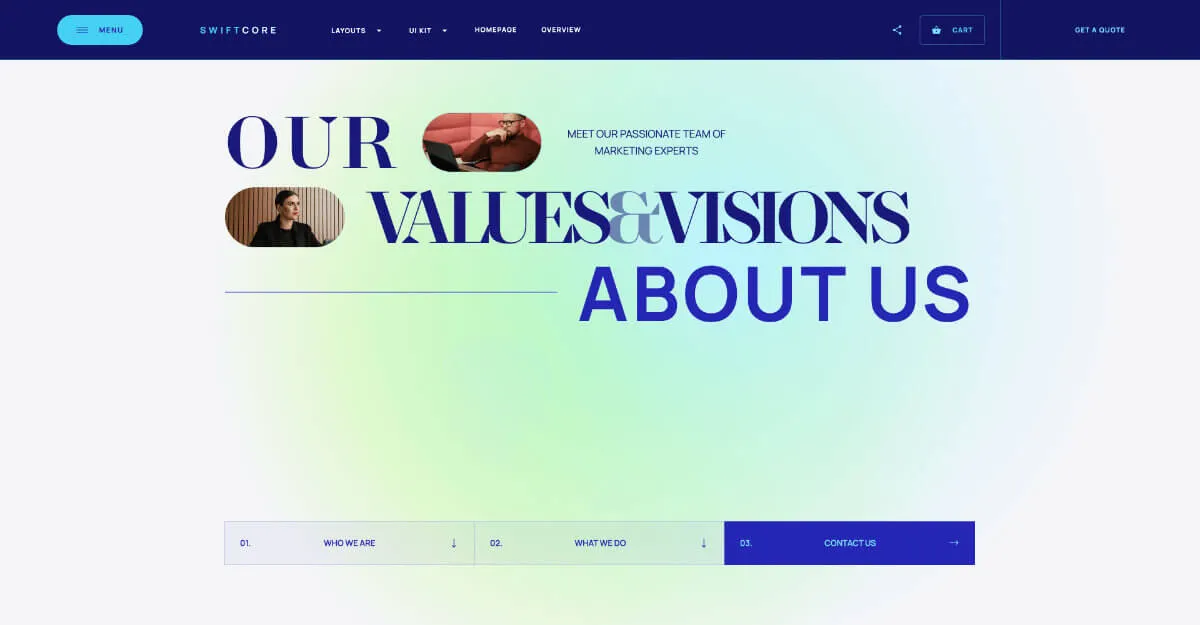 SwiftCore - Hero Section - Webflow template for an agency website
