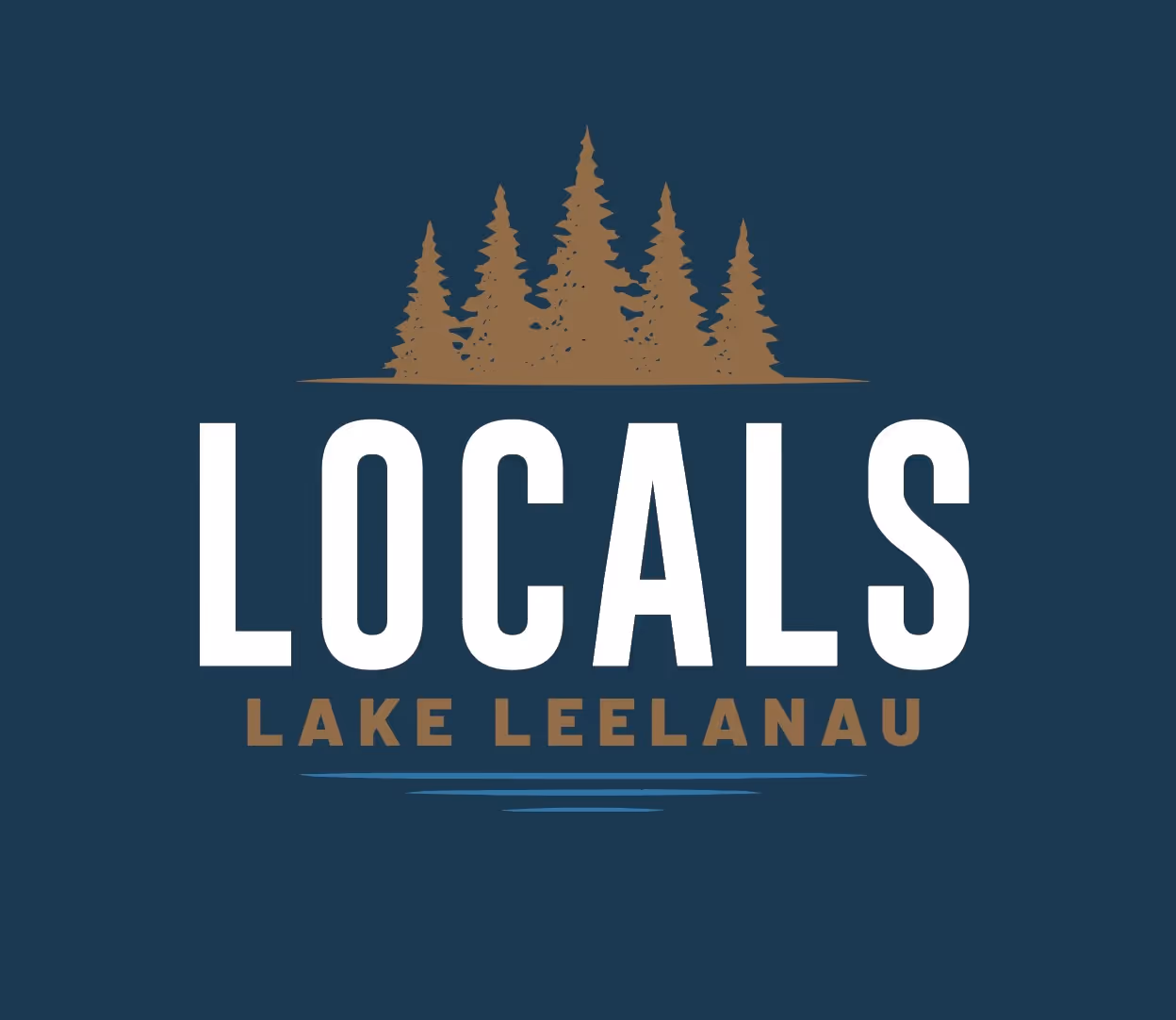 logo of Locals Lake Leelanau with blue background