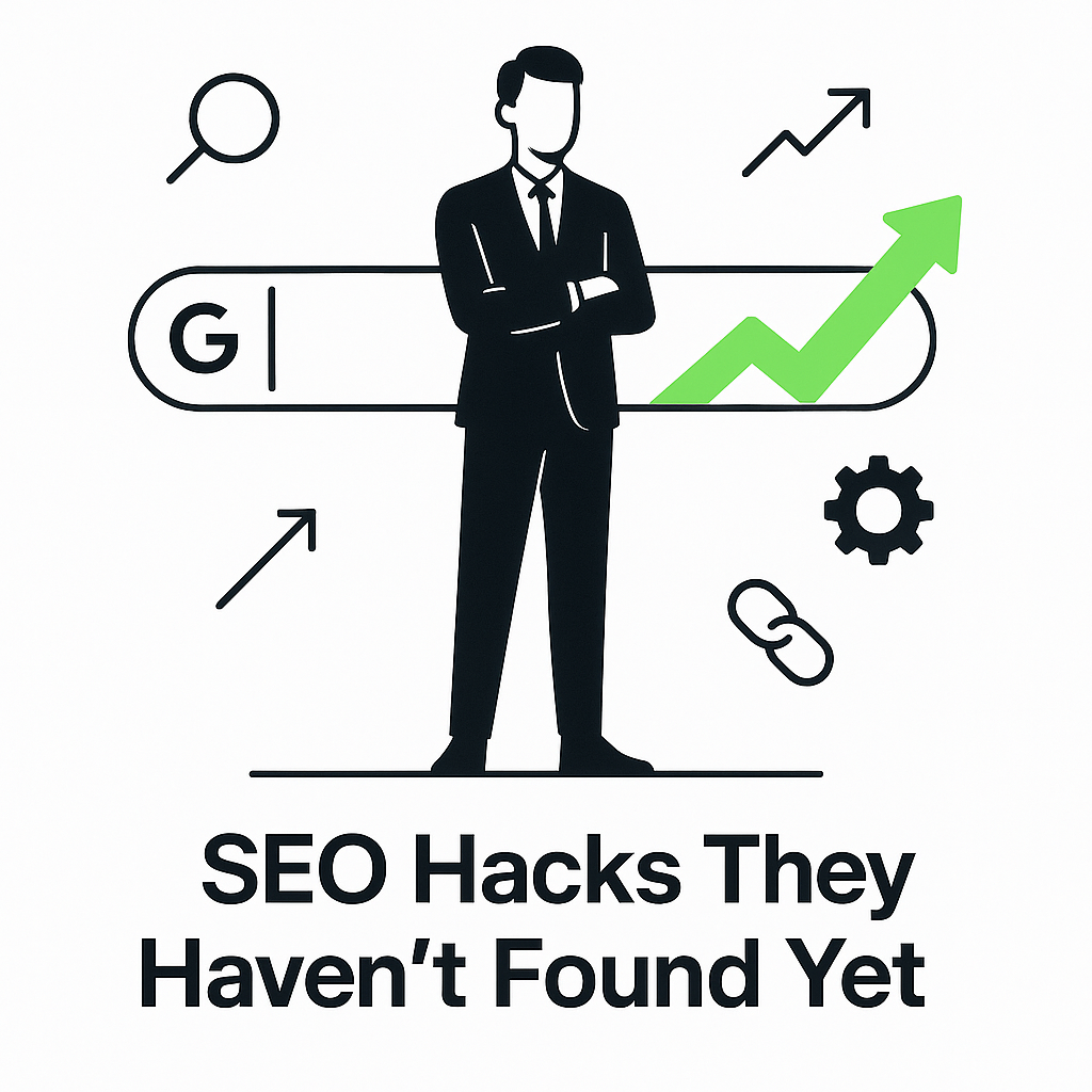 Minimalist tech illustration of a confident lawyer with SEO icons and rising search bar, modern design.