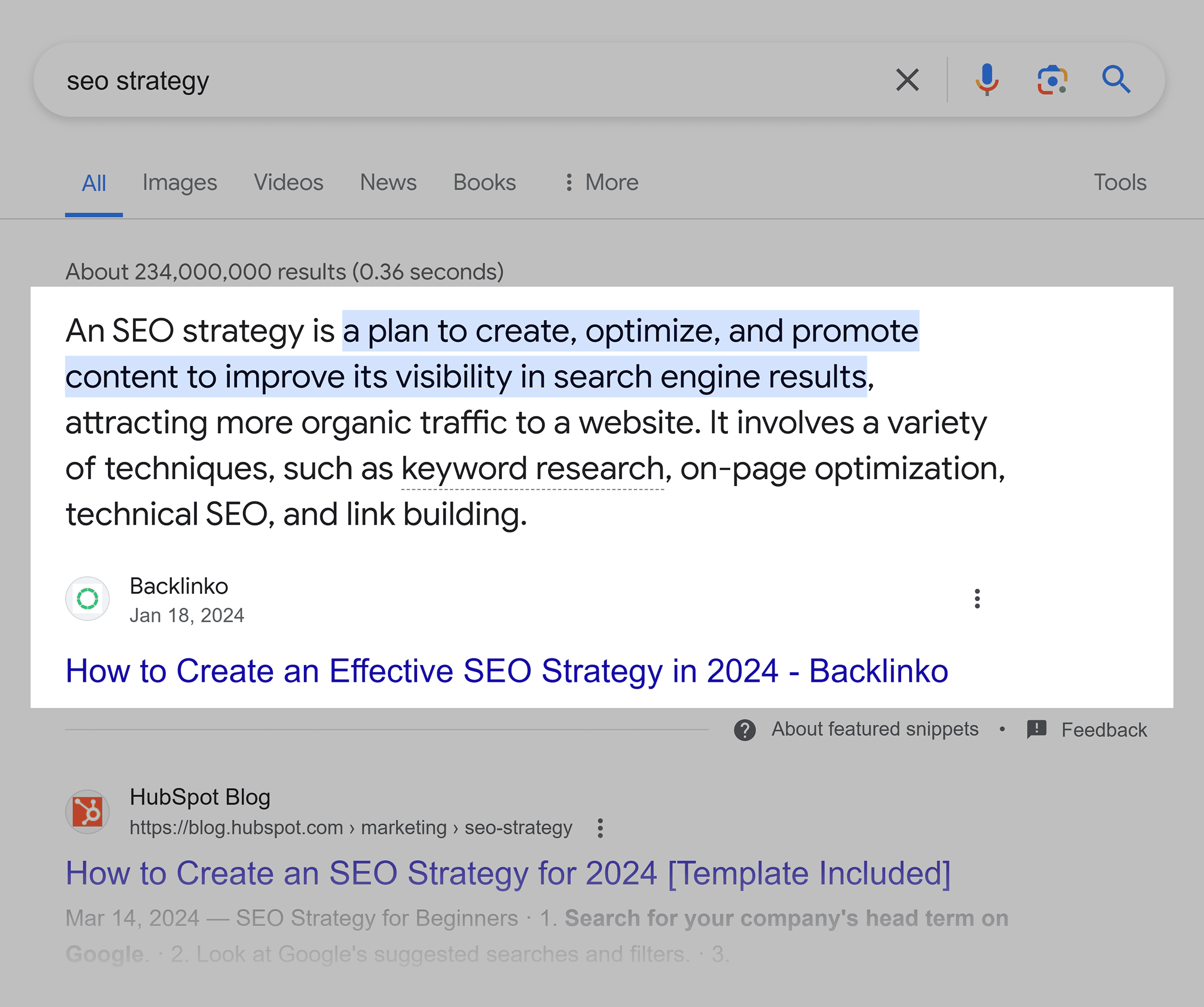 Google search results illustrating people-first content appearing prominently
