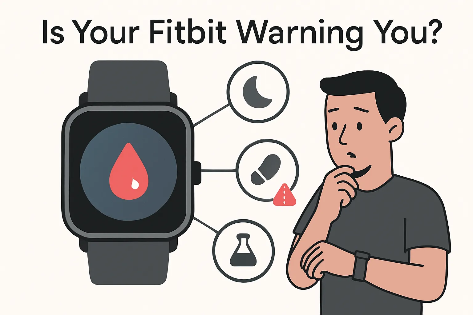 Minimalist fitness tracker showing hidden metabolic warning with biometric icons