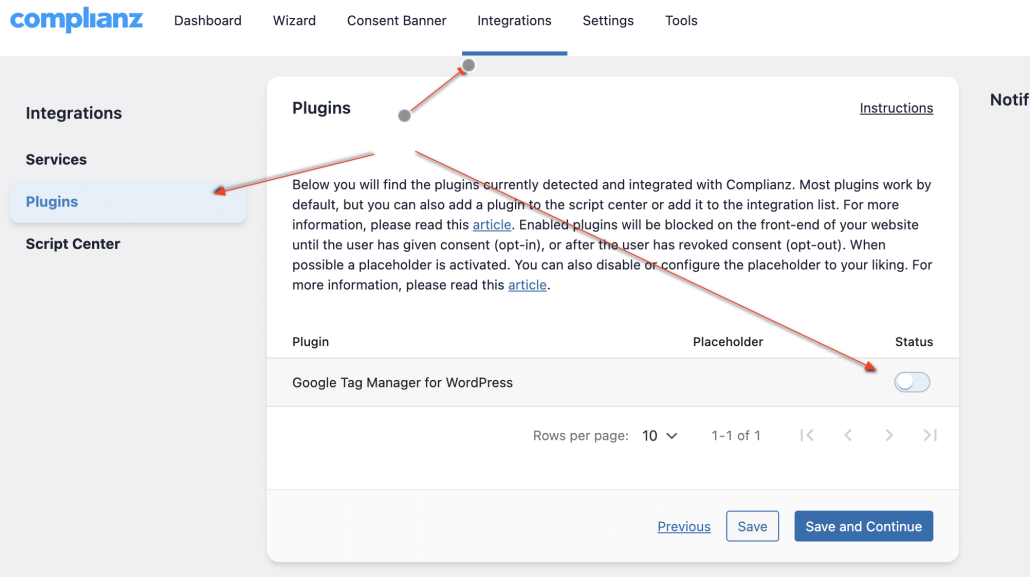 Consent configuration shown in Google Tag Manager