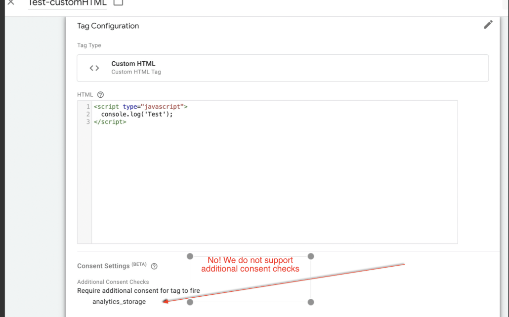 Example HTML snippet for gtag.js consent setup