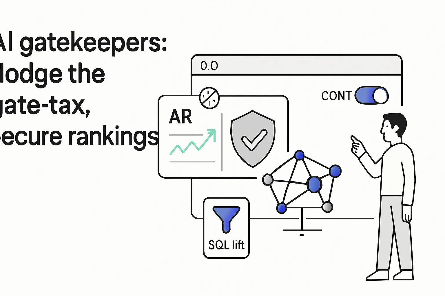 AI gatekeepers secure rankings minimalist browser AR report PA audience graph shield consent toggle human