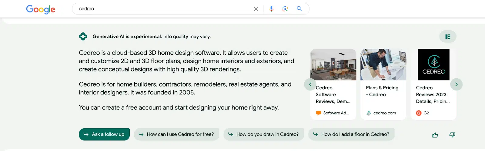 AI Overview for brand queries in Google results