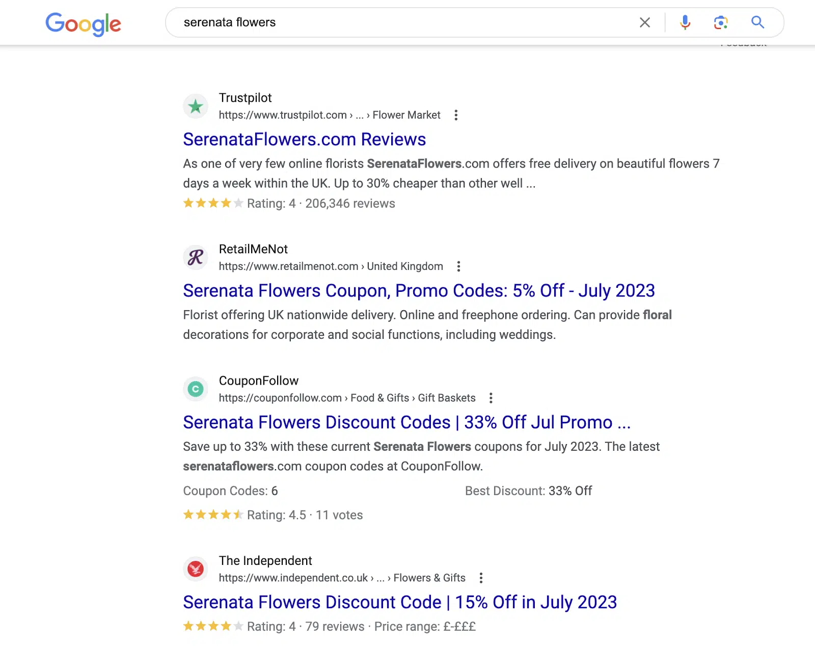 Reviews in Brand SERPs that reinforce trust