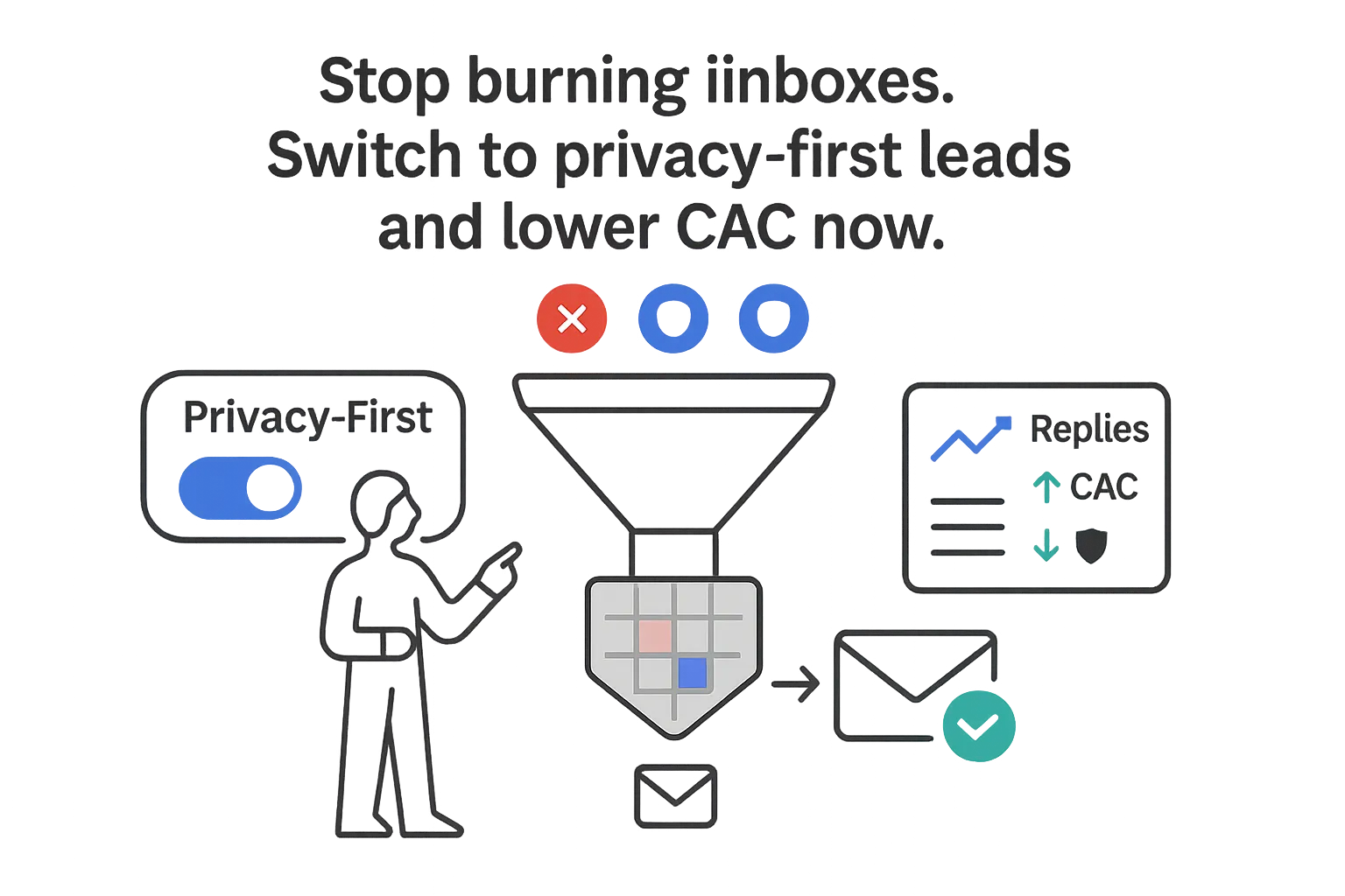 Privacy first lead filtering funnel blocking risky leads improving deliverability inbox placement and lowering CAC