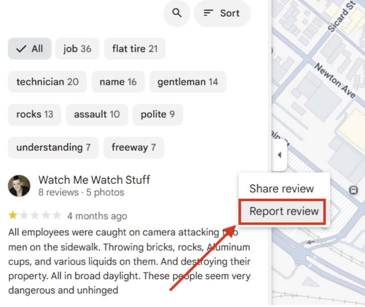 Steps to report a fake Google review in Google Business Profile
