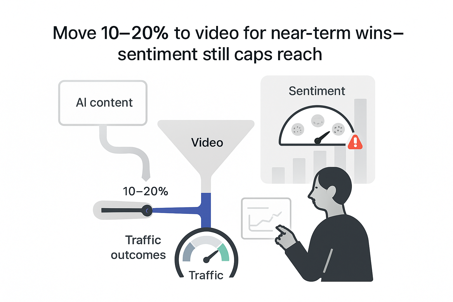 Reallocate 10 to 20 percent from AI SEO to video for quick gains sentiment ceiling