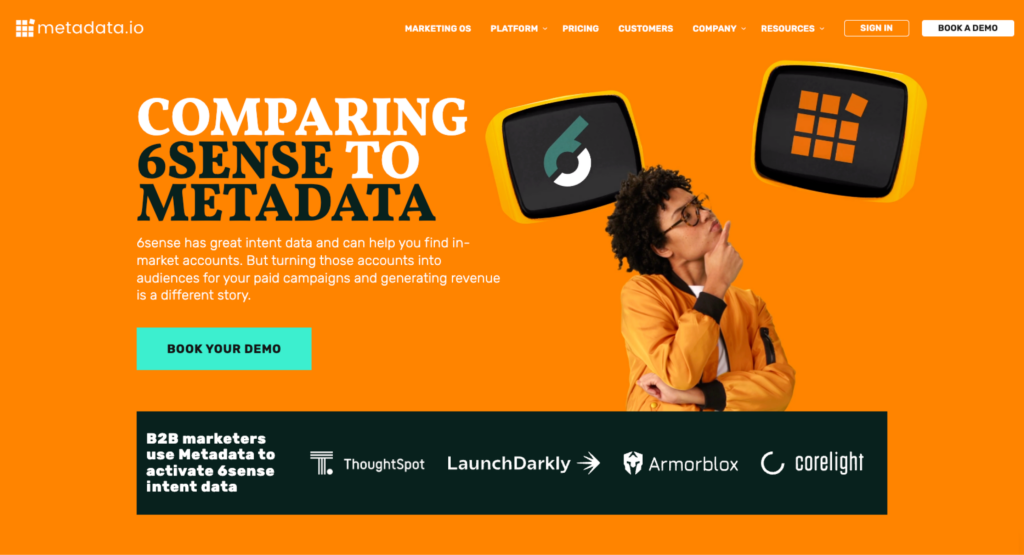 Example competitor comparison page: 6sense vs Metadata