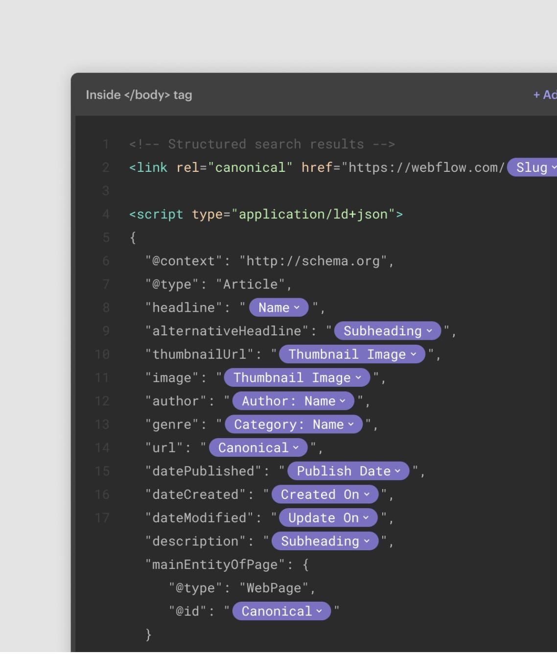 Adding article schema in Webflow