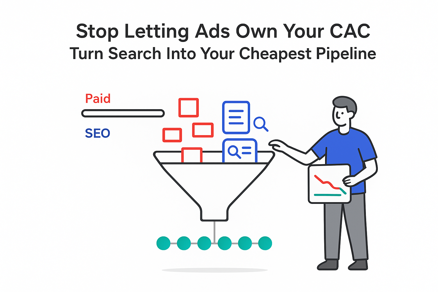 SEO driven funnel illustrating shift from paid ads to search lowering customer acquisition cost