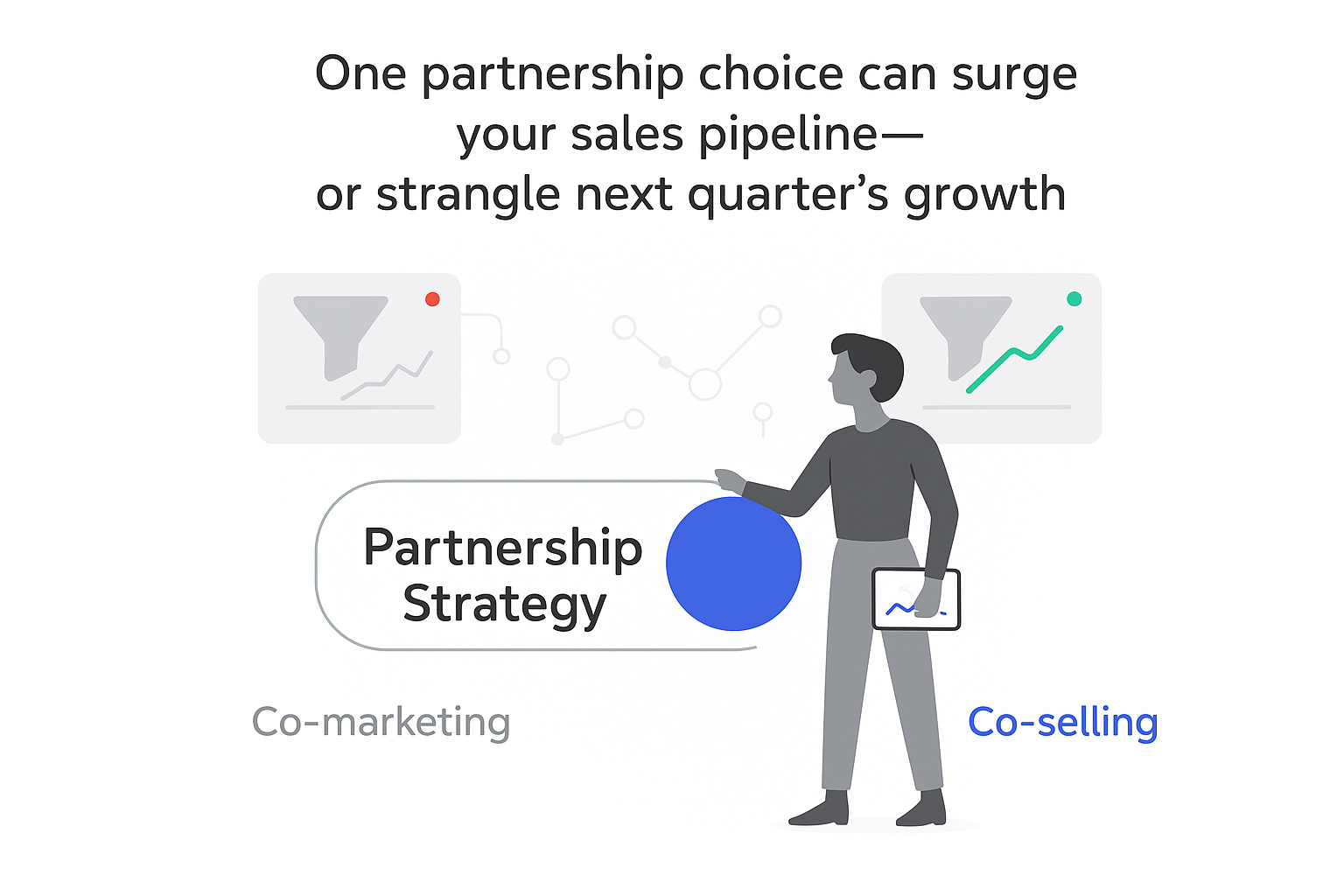 Minimalist UI of partnership strategy toggle flipped to co selling showing stronger sales pipeline