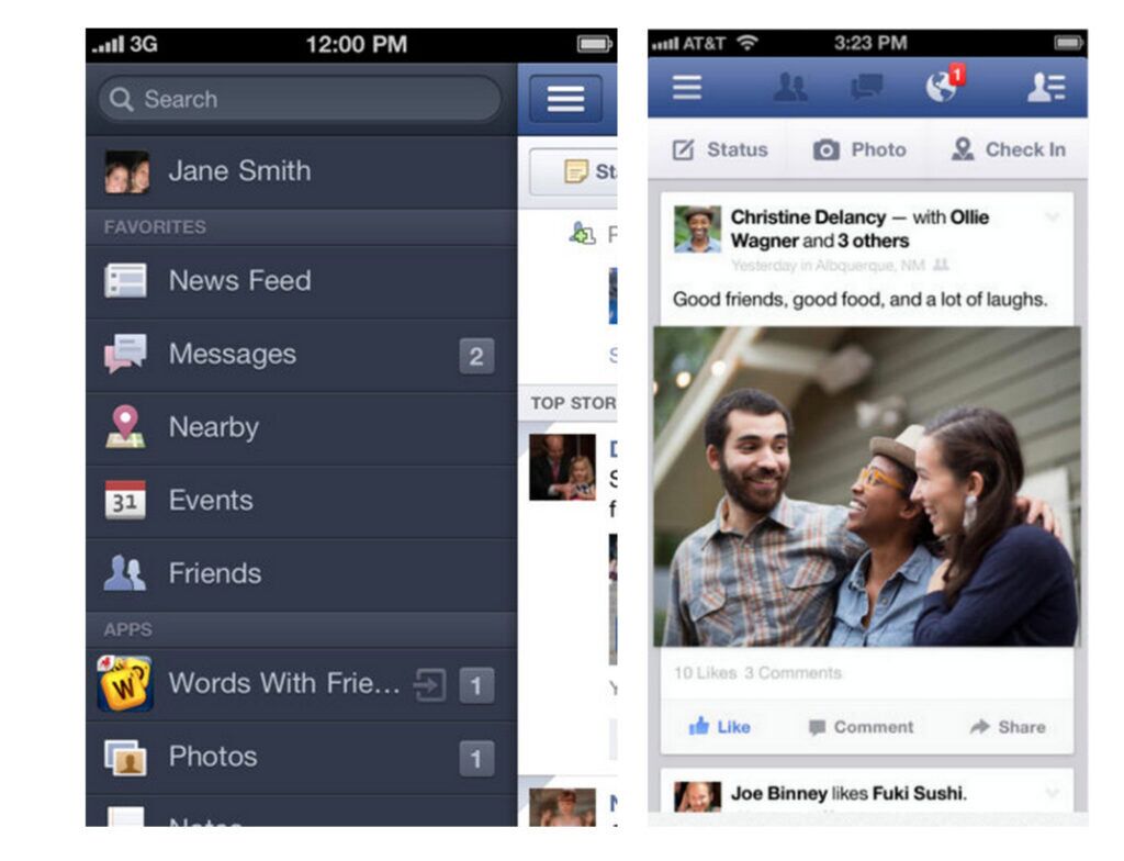 Desktop navigation example with grouped menu options for service discovery
