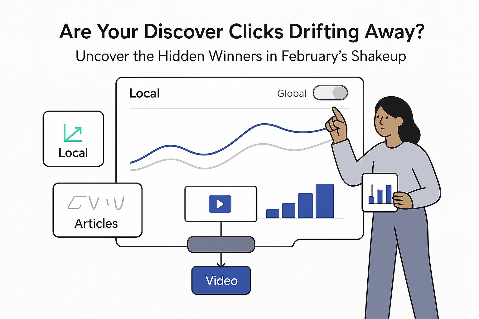 Discover insights dashboard showing local and national traffic trends video funnel user toggling