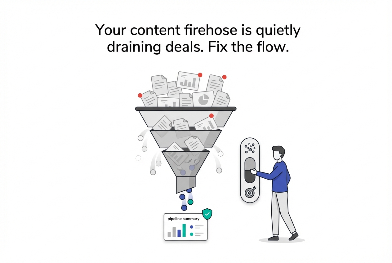 Minimal vector content funnel leaking leads with focused lead nodes person adjusting toggle