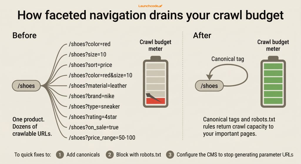 How parameter URLs drain crawl budget