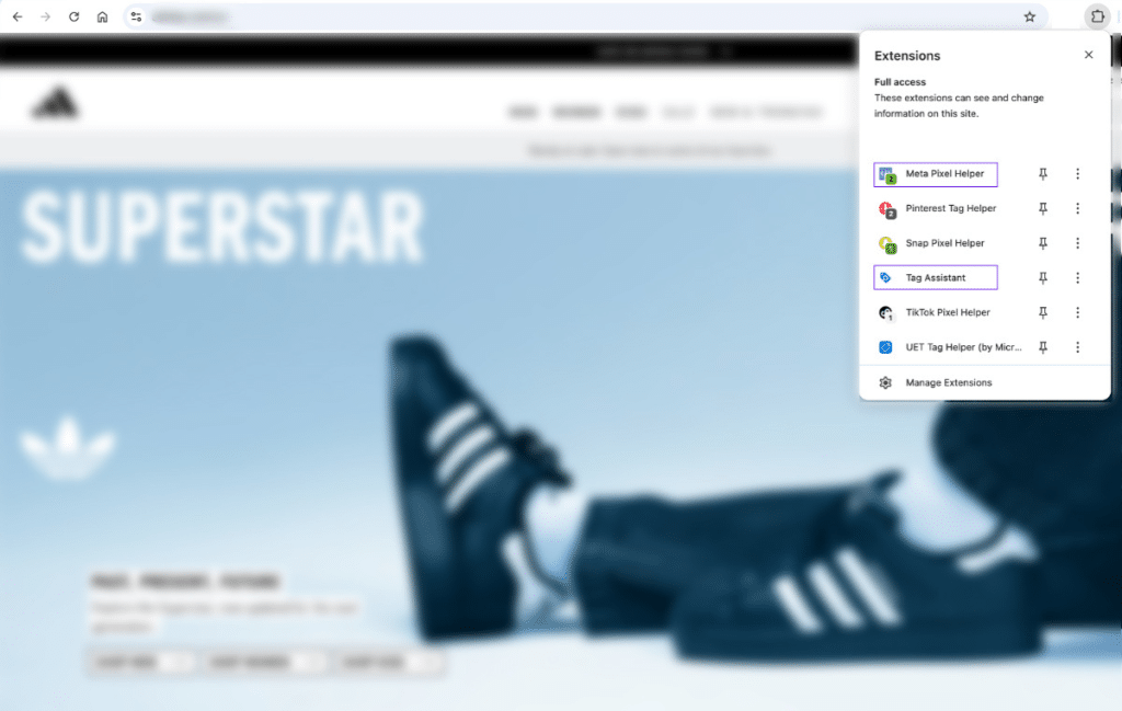 Chrome Pixel & Tag Extensions for Meta Pixel and Google Tag Assistant