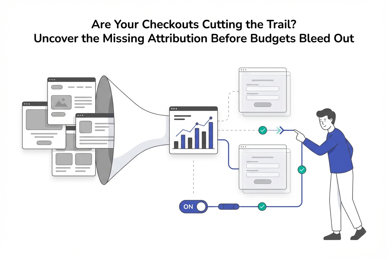 Minimalist analytics funnel broken checkouts attribution restoration toggle human pointing conversion recovery