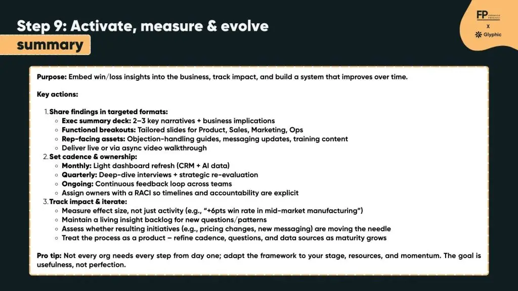 Step 9 Activate, measure and evolve summary
