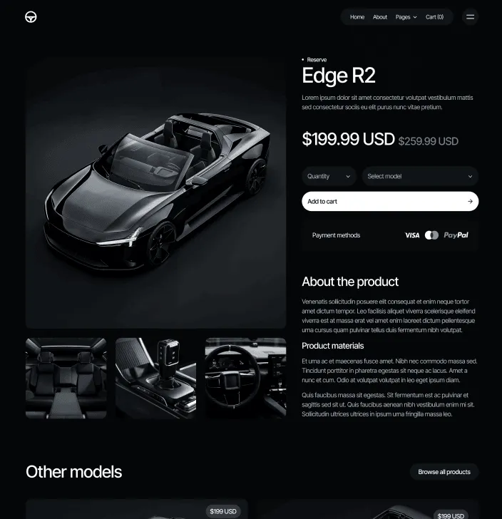 Motorflow - Single Product Main Page - Automotive Webflow Template | BRIX Templates
