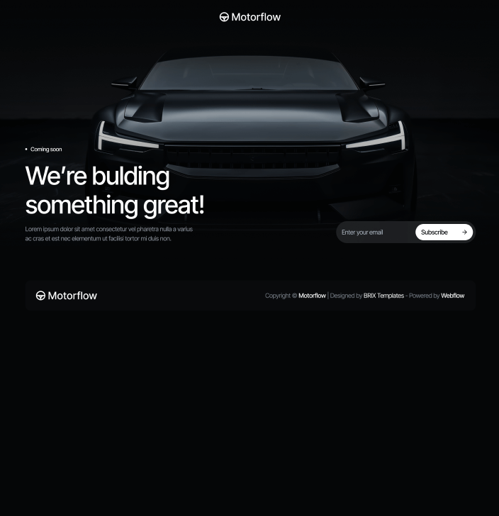Motorflow - Coming Soon Utility Page - Automotive Webflow Template | BRIX Templates
