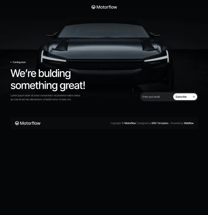 Motorflow - Coming Soon Utility Page - Automotive Webflow Template | BRIX Templates
