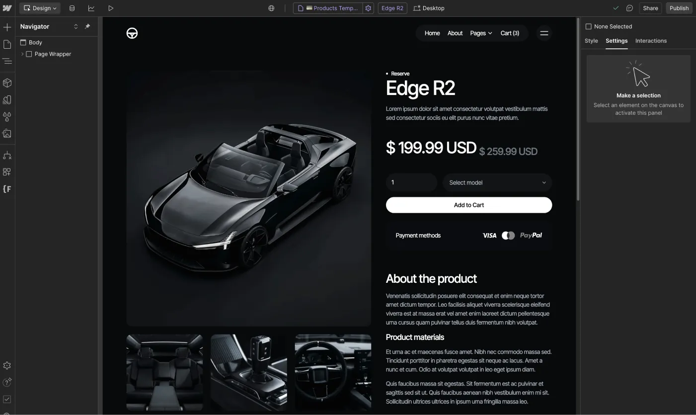 Ecommerce Page - Motorflow - Webflow Template | BRIX Templates