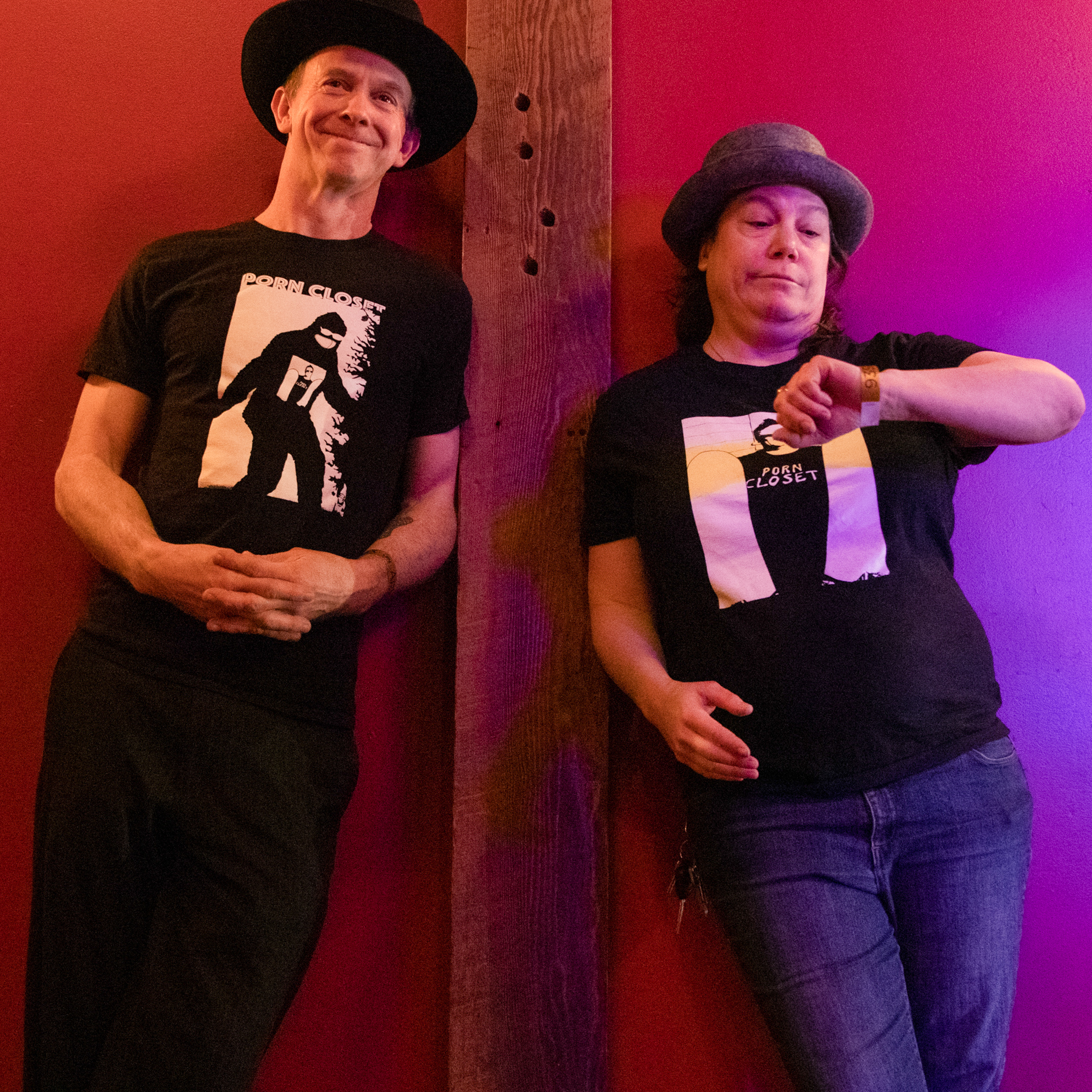 Annie Vergnetti and Dave Owen are hanging out just before a show at Mississippi Studios in 2023.