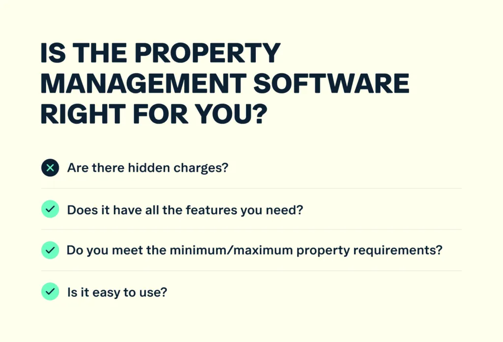 A chart showing how to determine if property management software is right for the reader