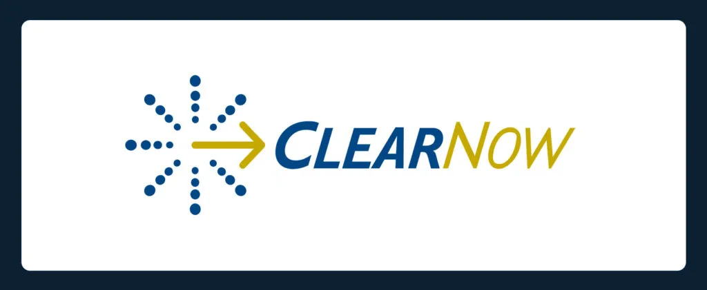 ClearNow’s logo on a simple background.
