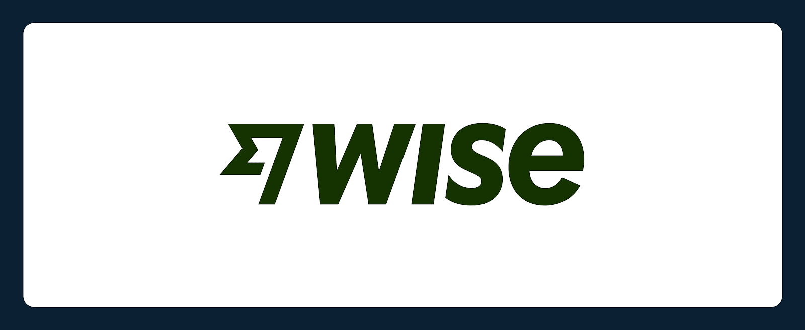 The image displays the Wise logo, consisting of the word "Wise" in bold, dark green letters on a white background. The logo also features an arrow symbol before the text.