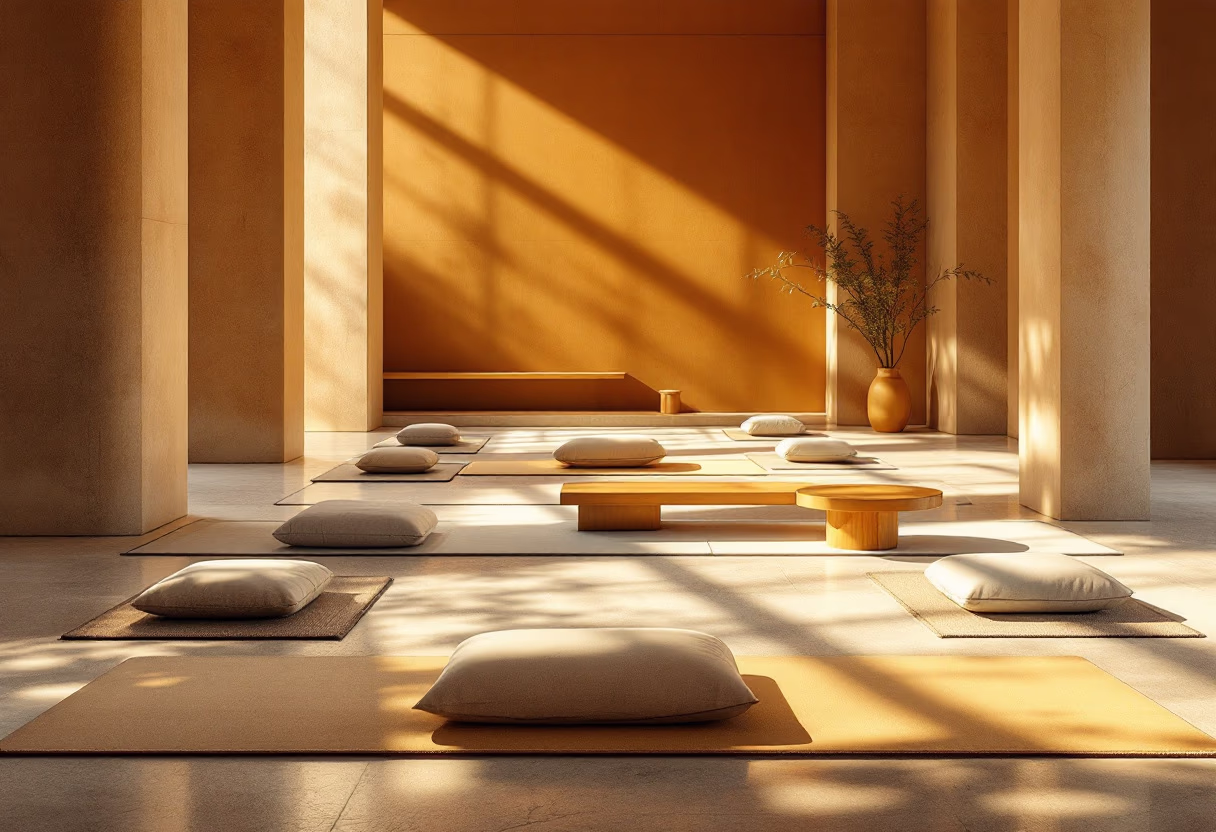 inside a buddhist temple teaching area